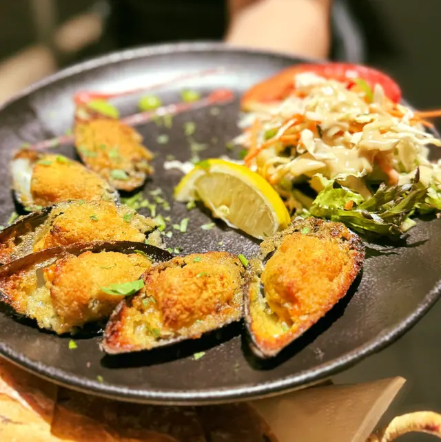 Moules gratinées